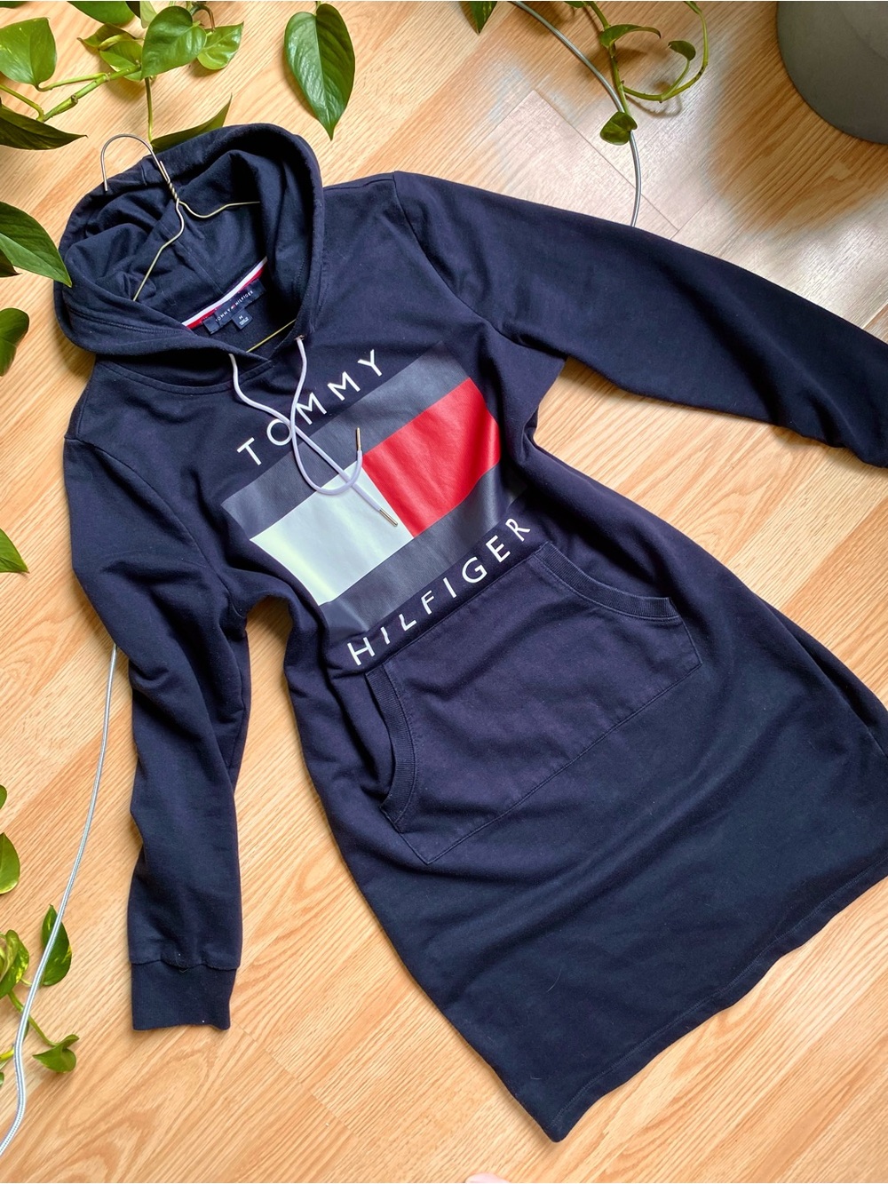 ❤️🤍 Tommy Hilfiger Navy Hoodie Dress Fall Autumn Collegiate Sports Preppy School